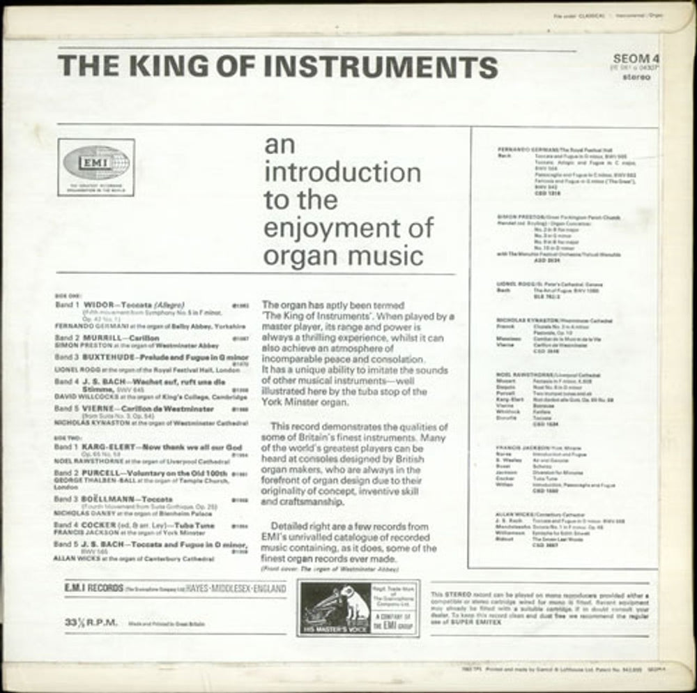 Various-Organs The King of Instruments UK vinyl LP album (LP record) OGNLPTH533431