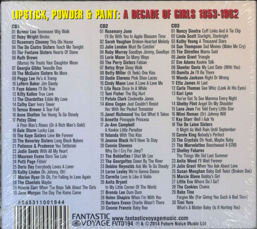 Various-Pop Lipstick, Powder & Paint: A Decade Of Girls 1953-1962 - Sealed UK 3-CD album set (Triple CD)