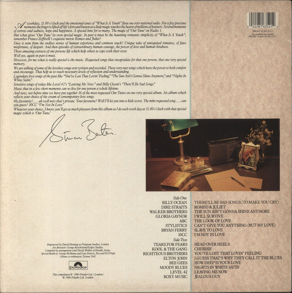 Various-Pop Simon Bates Our Tune UK vinyl LP album (LP record) 042281635212