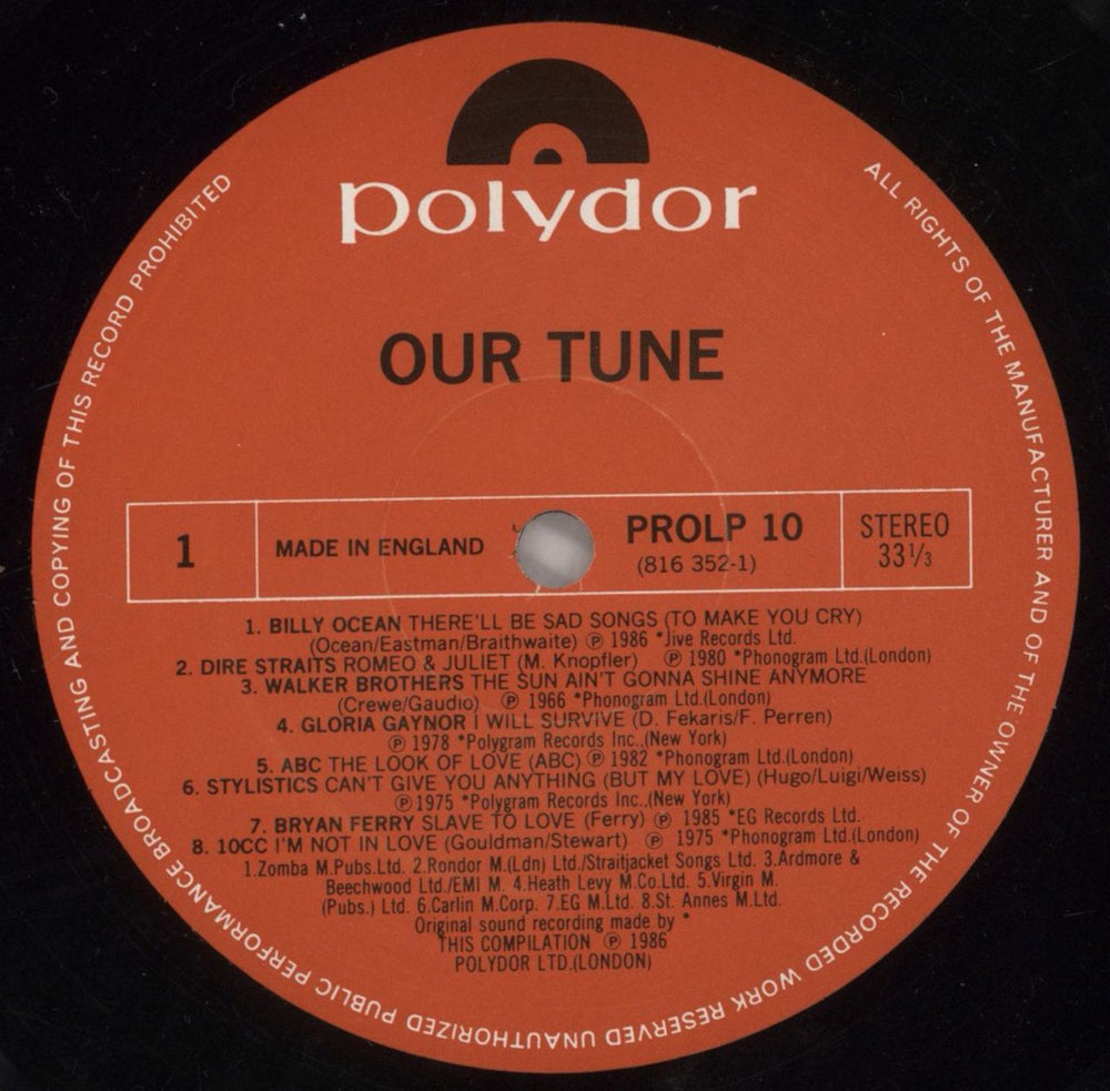 Various-Pop Simon Bates Our Tune UK vinyl LP album (LP record) 7VALPSI560725