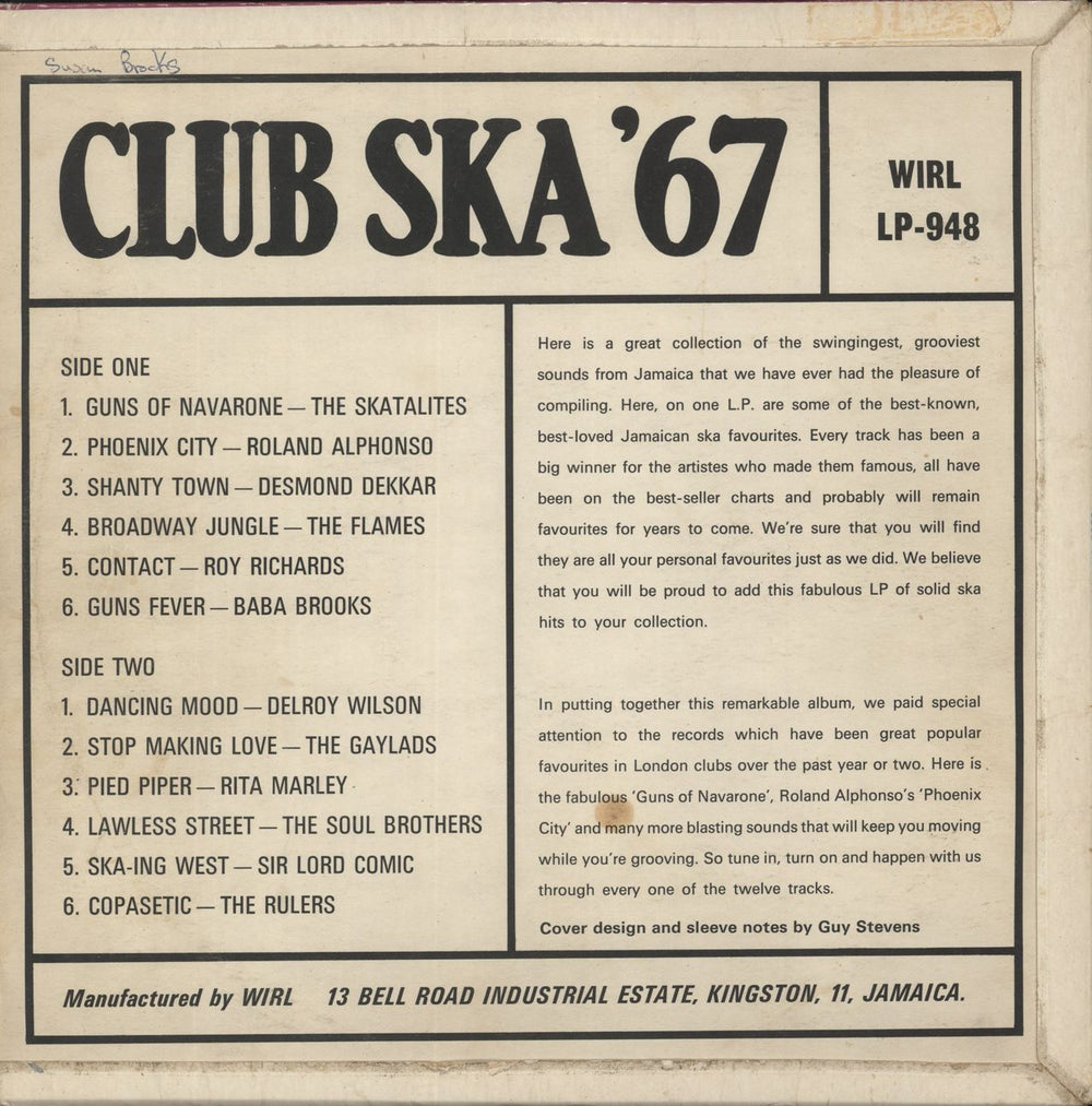Various-Reggae & Ska Club Ska '67 Vol. One - VG UK Vinyl LP
