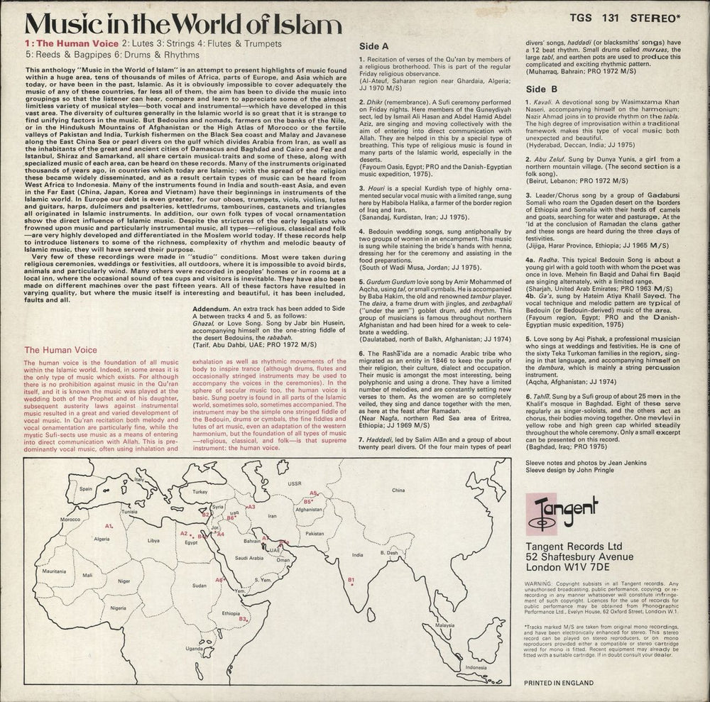 Various-World Music Music In The World Of Islam, 1: The Human Voice UK vinyl LP album (LP record)