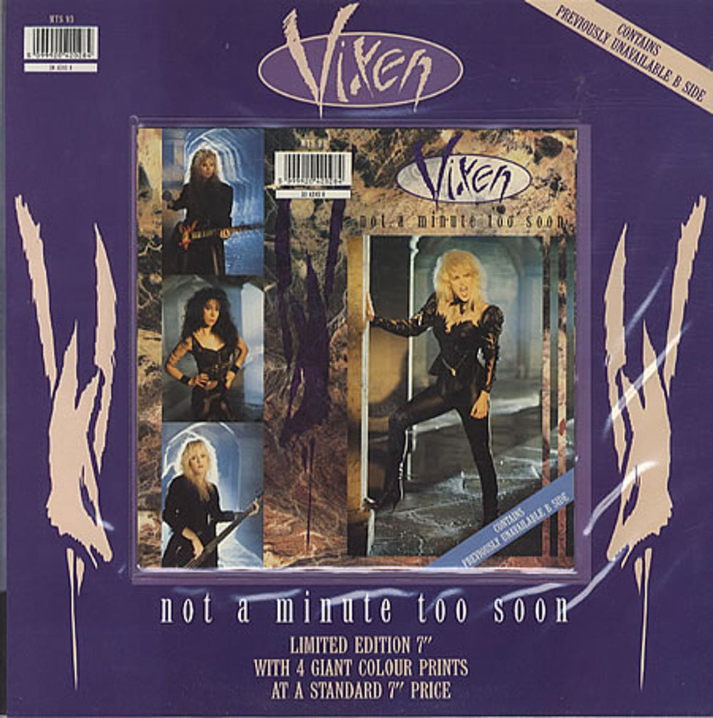 Vixen Not A Minute Too Soon + Prints UK 7" vinyl single (7 inch record / 45) MTS93