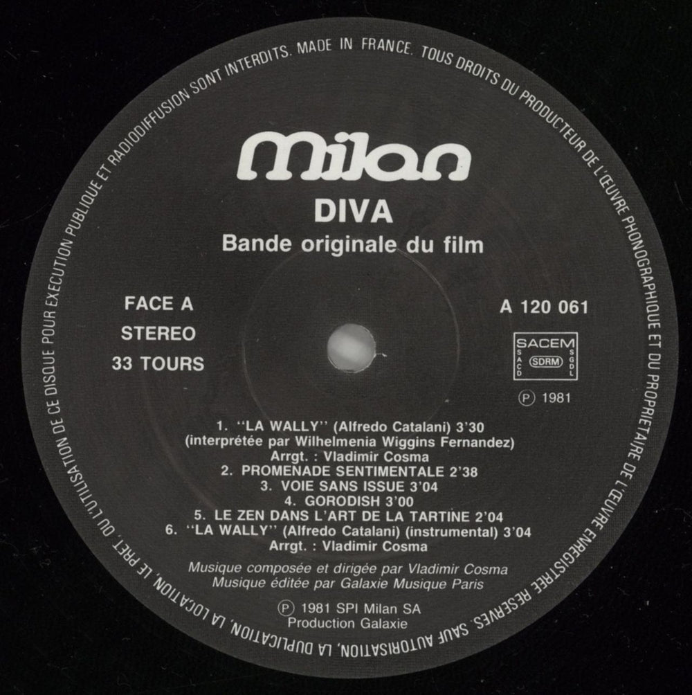 Vladimir Cosma Diva UK vinyl LP album (LP record) W3ALPDI681450