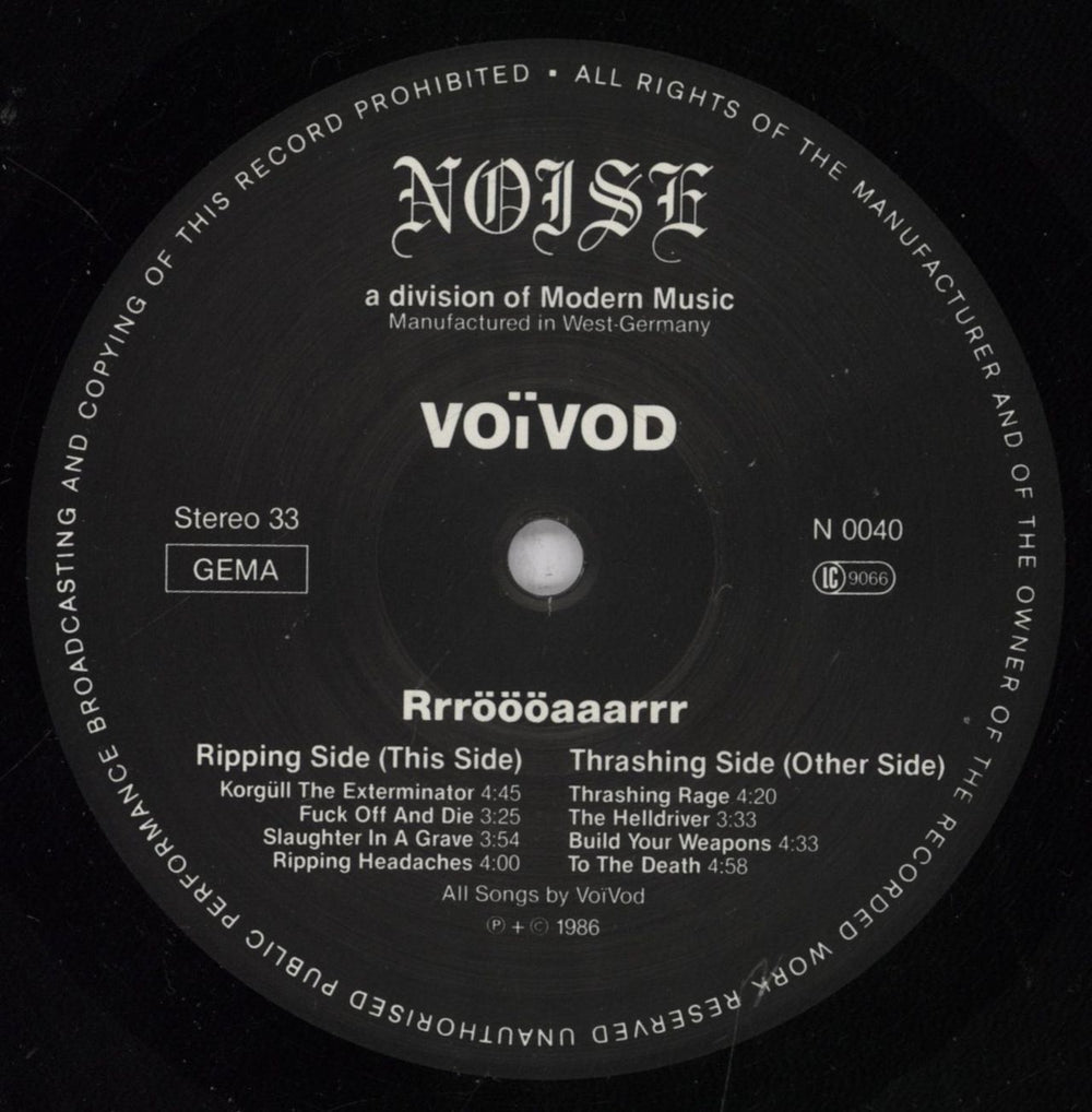 Voivod Rrröööaaarrr German vinyl LP album (LP record) VVDLPRR612222