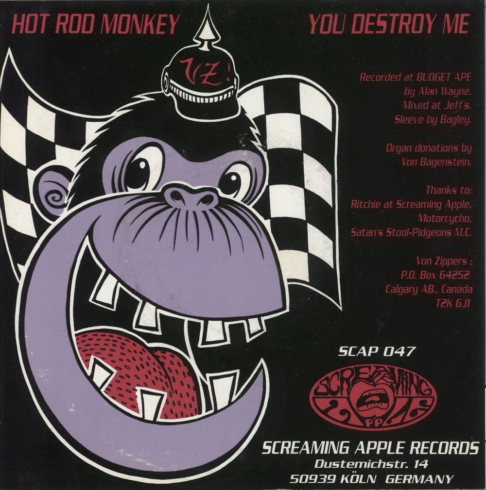 Von Zippers Hot Rod Monkey German 7" vinyl single (7 inch record / 45)