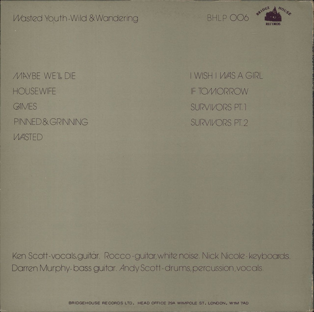 Wasted Youth (UK) Wild And Wandering - EX UK vinyl LP album (LP record)