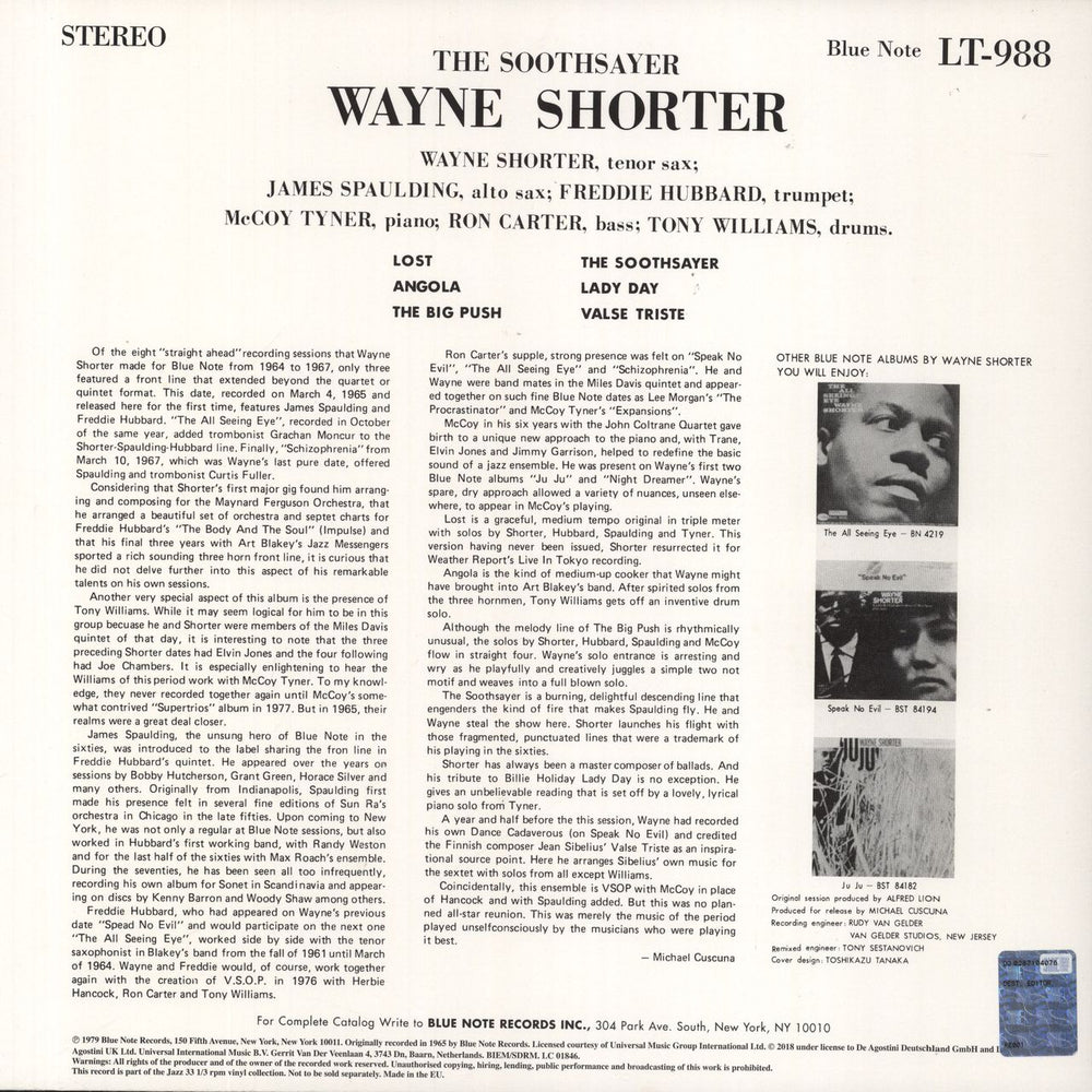 Wayne Shorter The Soothsayer - 180gm Vinyl + Booklet UK 2-LP vinyl record set (Double LP Album)