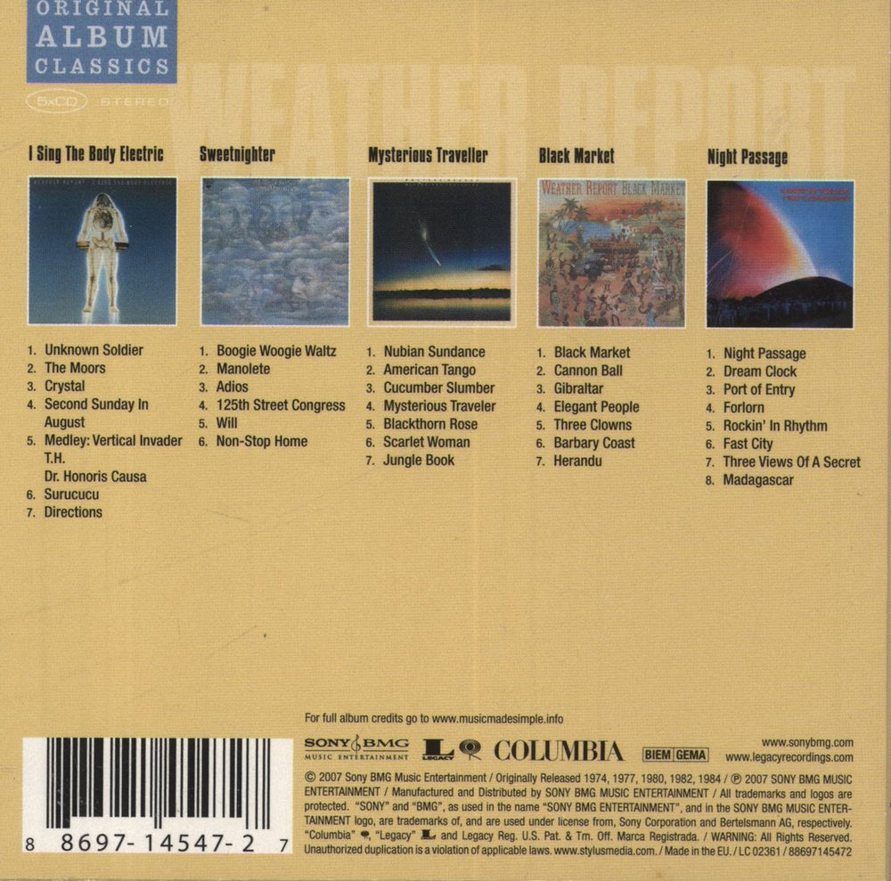 Weather Report Original Album Classics UK CD Album Box Set 886971454727