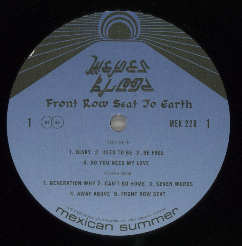 Weyes Blood Front Row Seat To Earth US vinyl LP album (LP record) 5F6LPFR864823