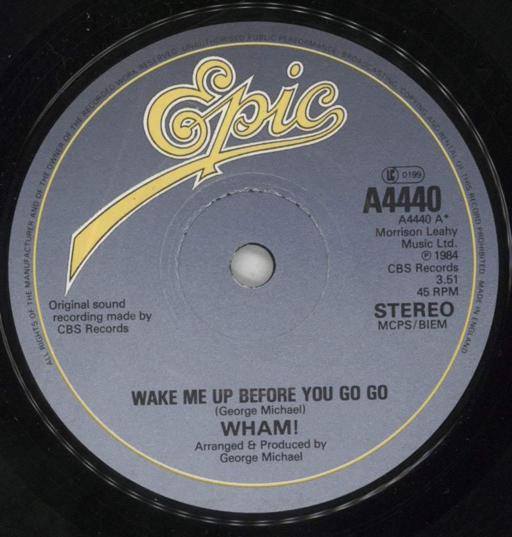 Wham Wake Me Up Before You Go-Go UK 7" vinyl single (7 inch record / 45) WHA07WA17830