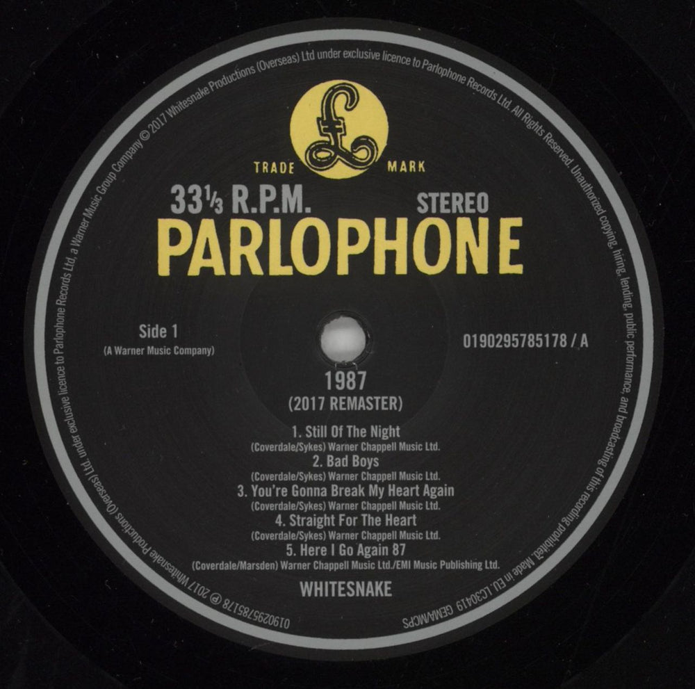 Whitesnake 1987 - 30th Anniversary Edition - 180 Gram Vinyl UK 2-LP vinyl record set (Double LP Album) WHI2LTH865297