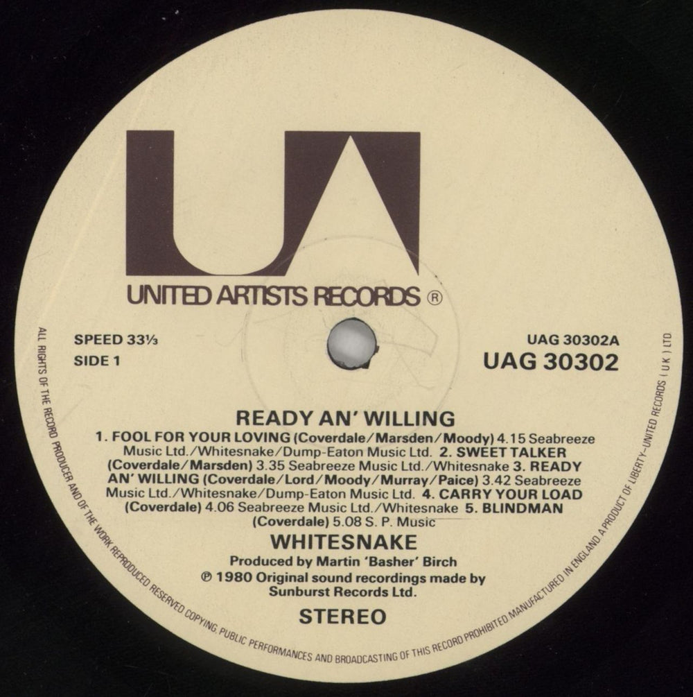 Whitesnake Ready An' Willing - EX UK vinyl LP album (LP record) WHILPRE697377