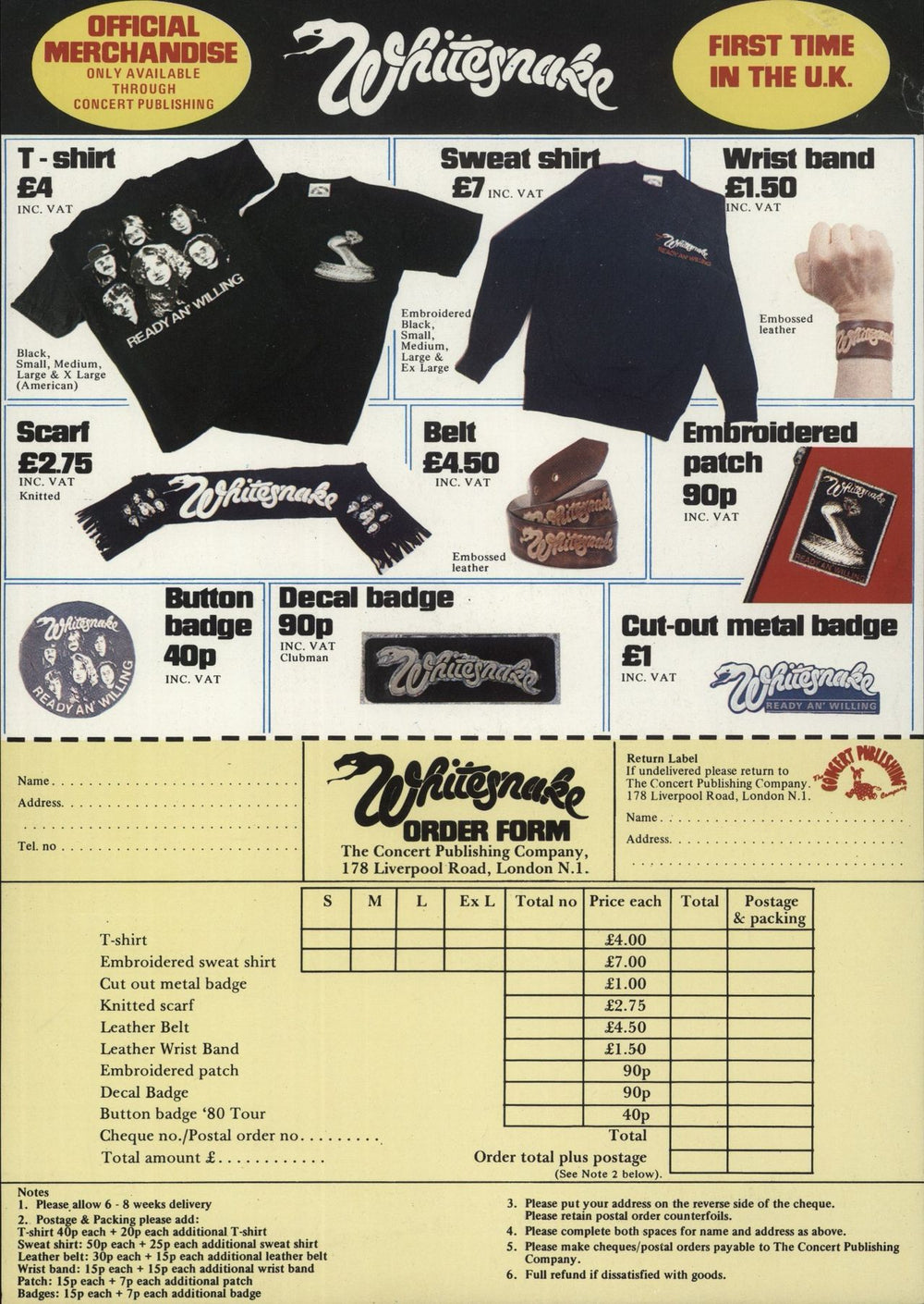 Whitesnake Ready An' Willing + Insert UK vinyl LP album (LP record)