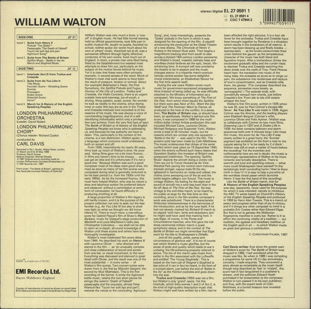 William Walton Walton: The Battle Of Britain - Suite UK vinyl LP album (LP record) 5099927059111