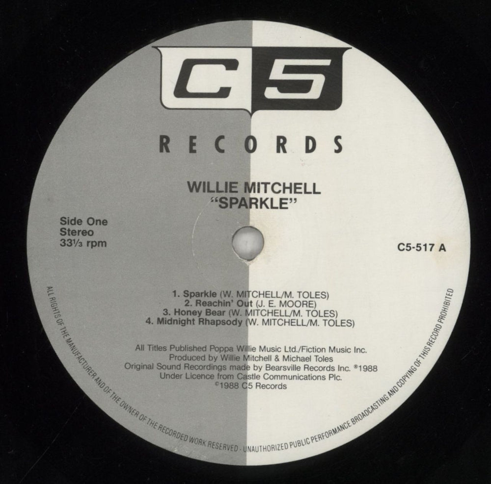 Willie Mitchell Sparkle UK vinyl LP album (LP record) WLYLPSP854572