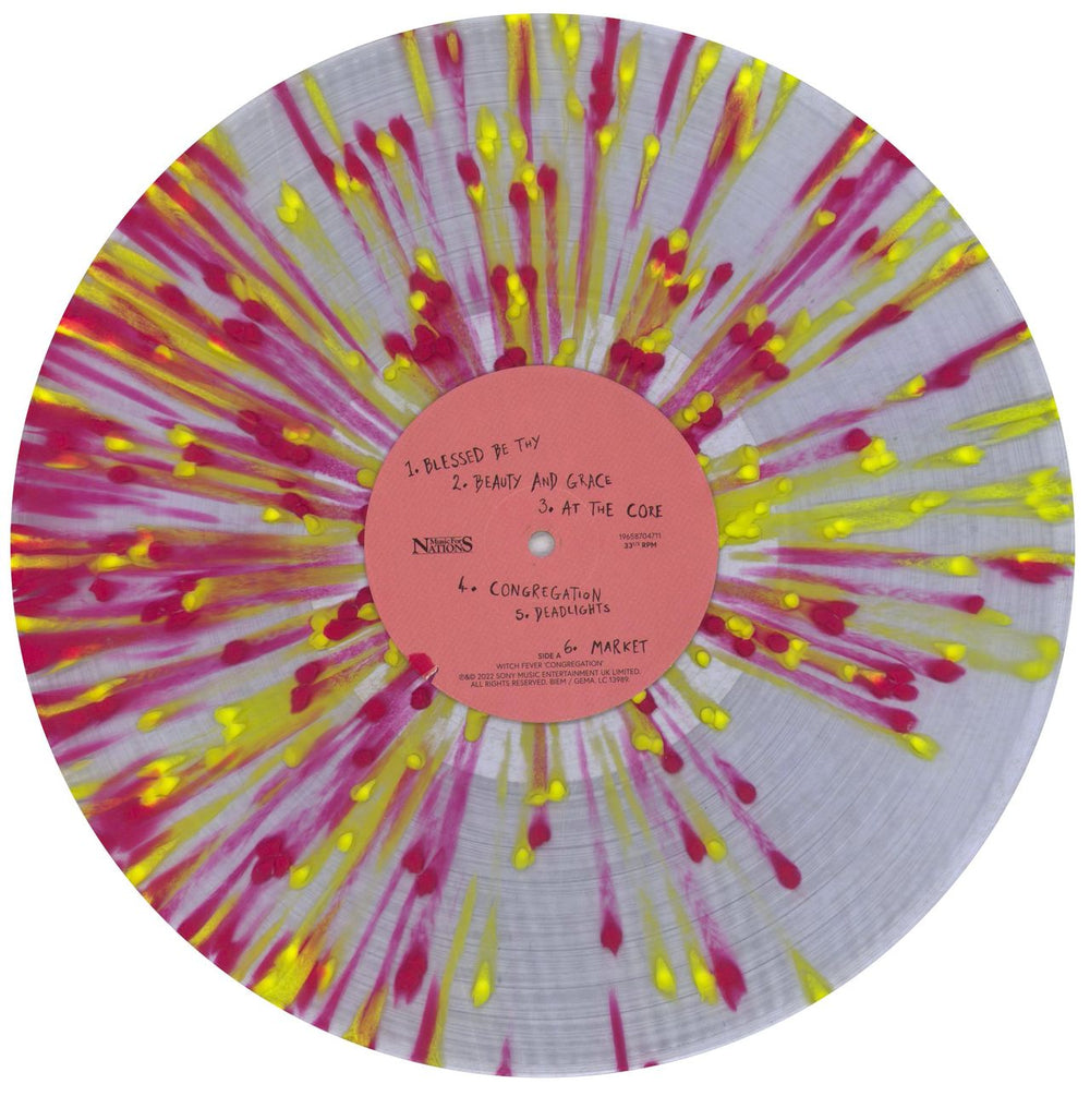 Witch Fever Congregation - Clear With Pink & Yellow Splatter Vinyl UK vinyl LP album (LP record) 6OYLPCO838935
