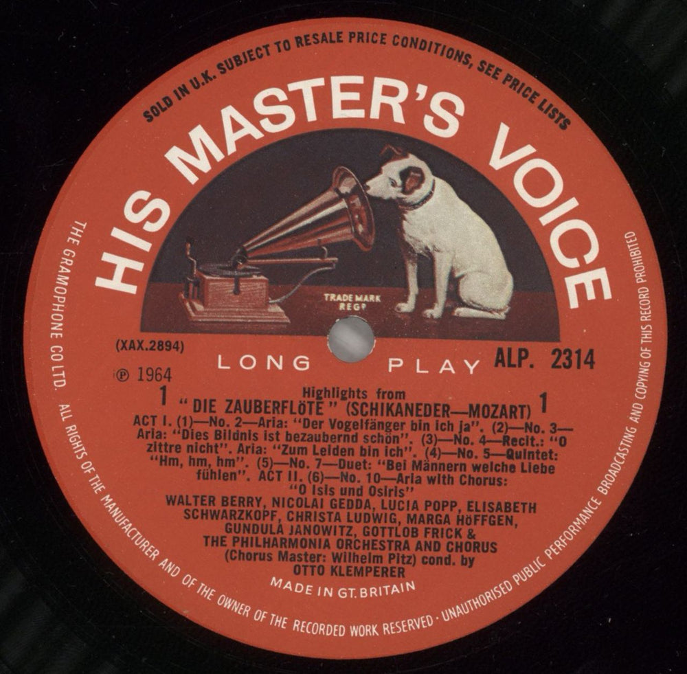Wolfgang Amadeus Mozart Mozart: Die Zauberflöte Highlights UK vinyl LP album (LP record) WZMLPMO878955