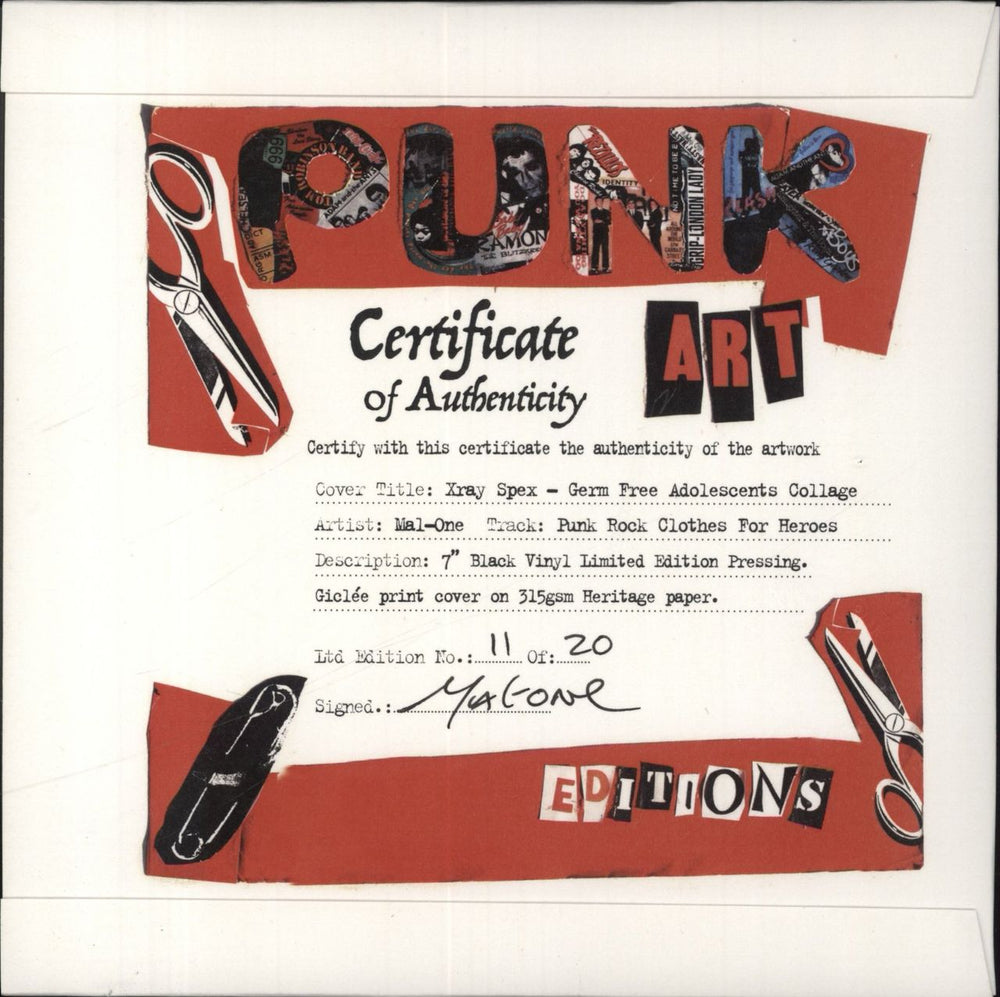 X-Ray Spex Germfree Adolescents - Punk Art sleeve UK 7