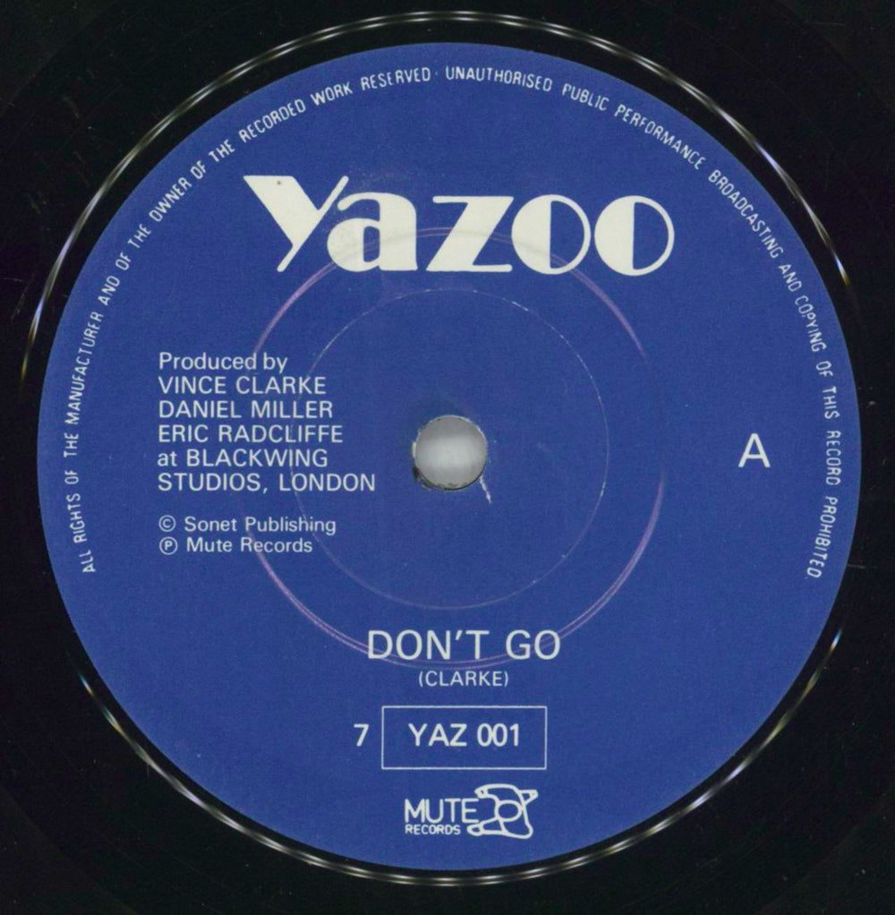 Yazoo Don't Go UK 7" vinyl single (7 inch record / 45) YAZ07DO97693