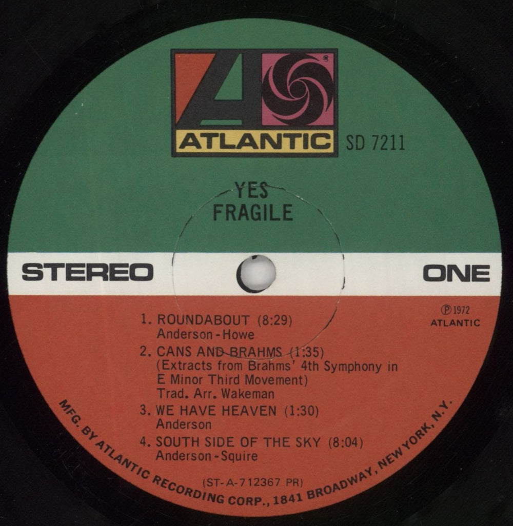 Yes Fragile US vinyl LP album (LP record) YESLPFR553276