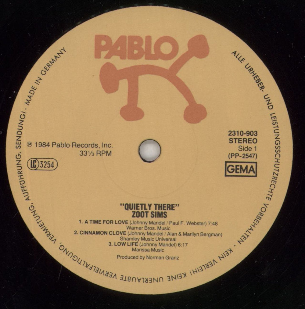 Zoot Sims Quietly There German vinyl LP album (LP record) ZA1LPQU469873