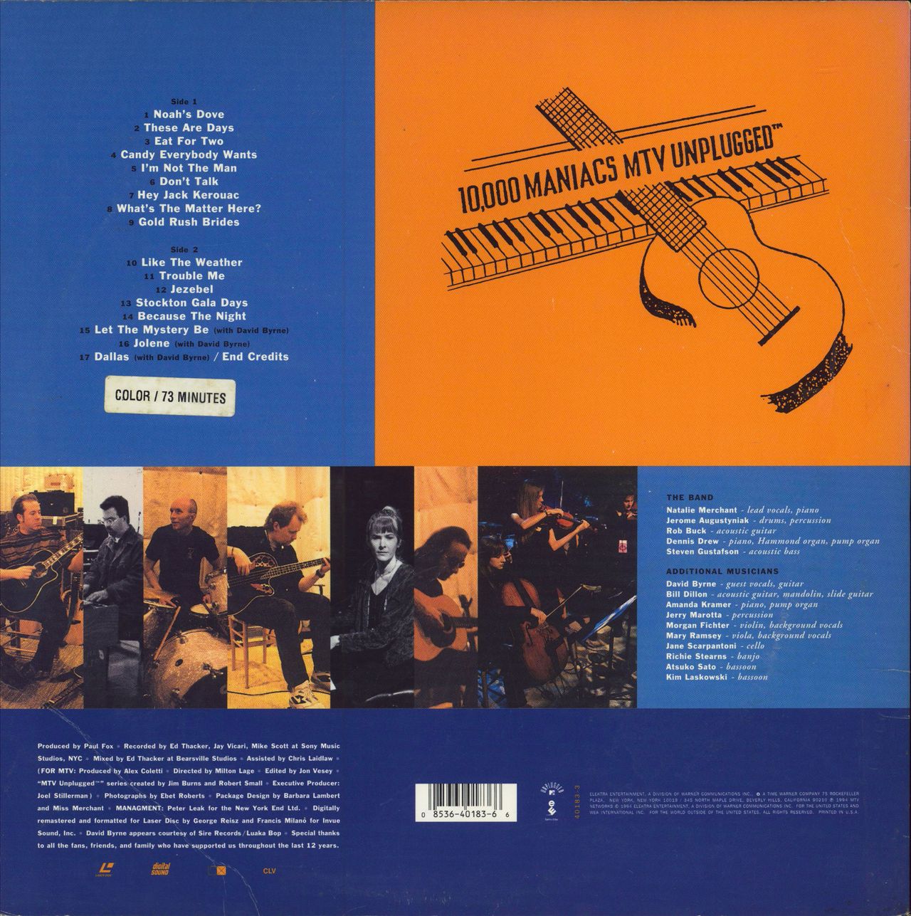 10,000 Maniacs MTV Unplugged US Laserdisc —