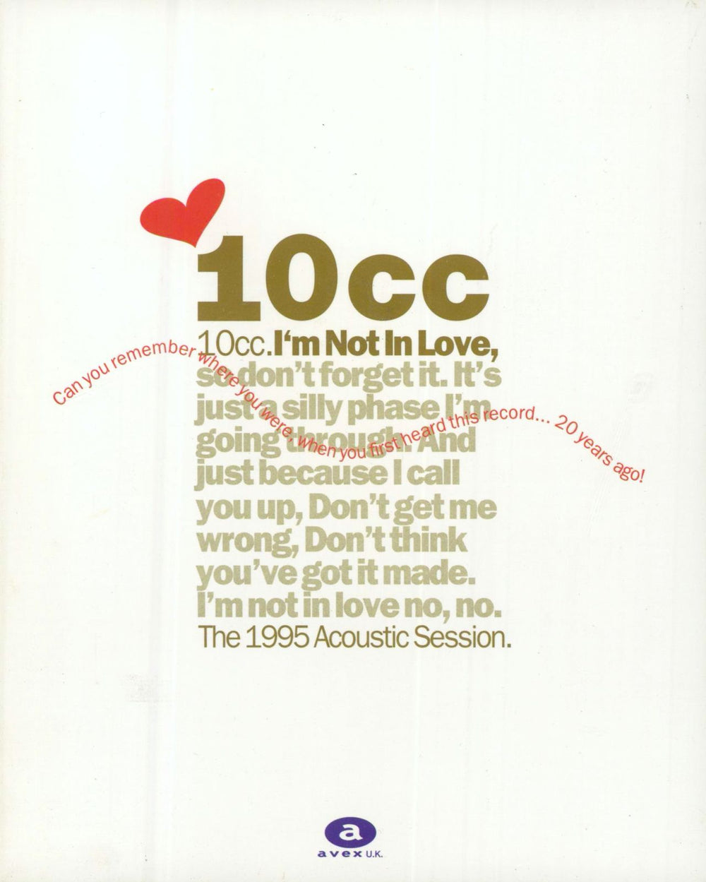 10cc I'm Not In Love - Autographed UK CD single (CD5 / 5") AVEXCD2