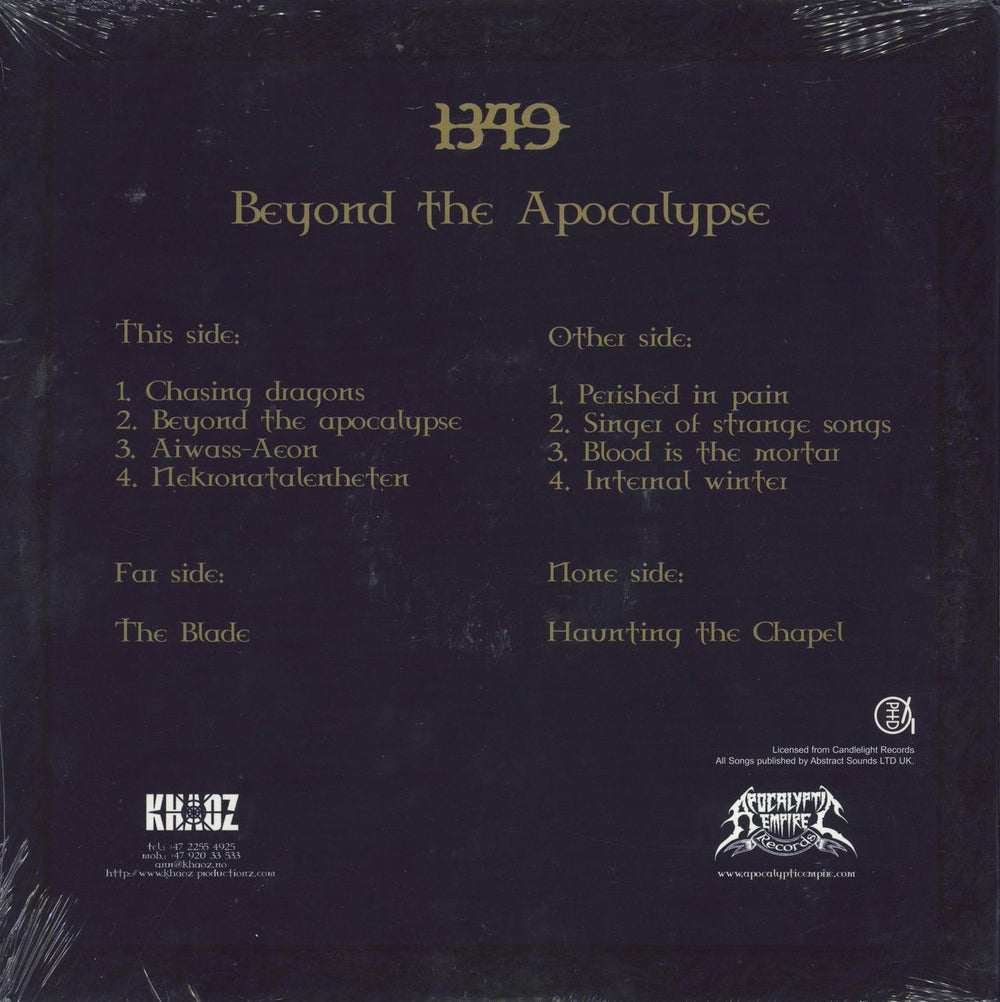 1349 Beyond The Apocalypse -sealed + poster Norwegian 2-LP vinyl record set (Double LP Album)