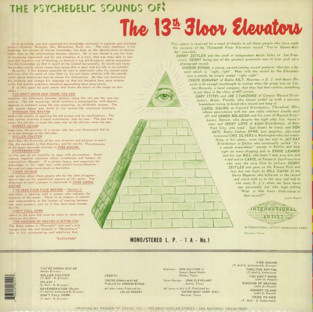 13th Floor Elevators The Psychedelic Sounds Of The 13th Floor Elevators UK 2-LP vinyl record set (Double LP Album)
