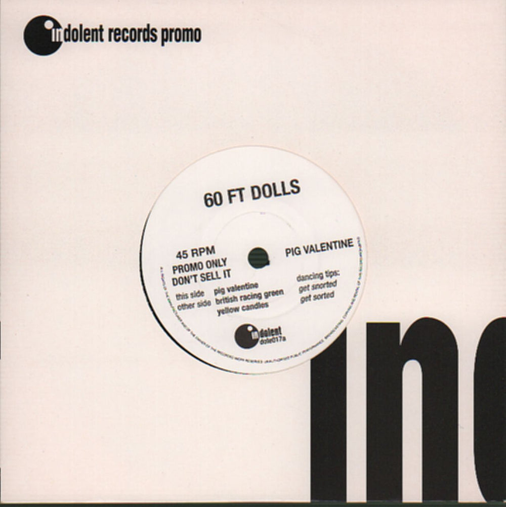 60ft Dolls Pig Valentine UK Promo 7" vinyl single (7 inch record / 45) DOLE017