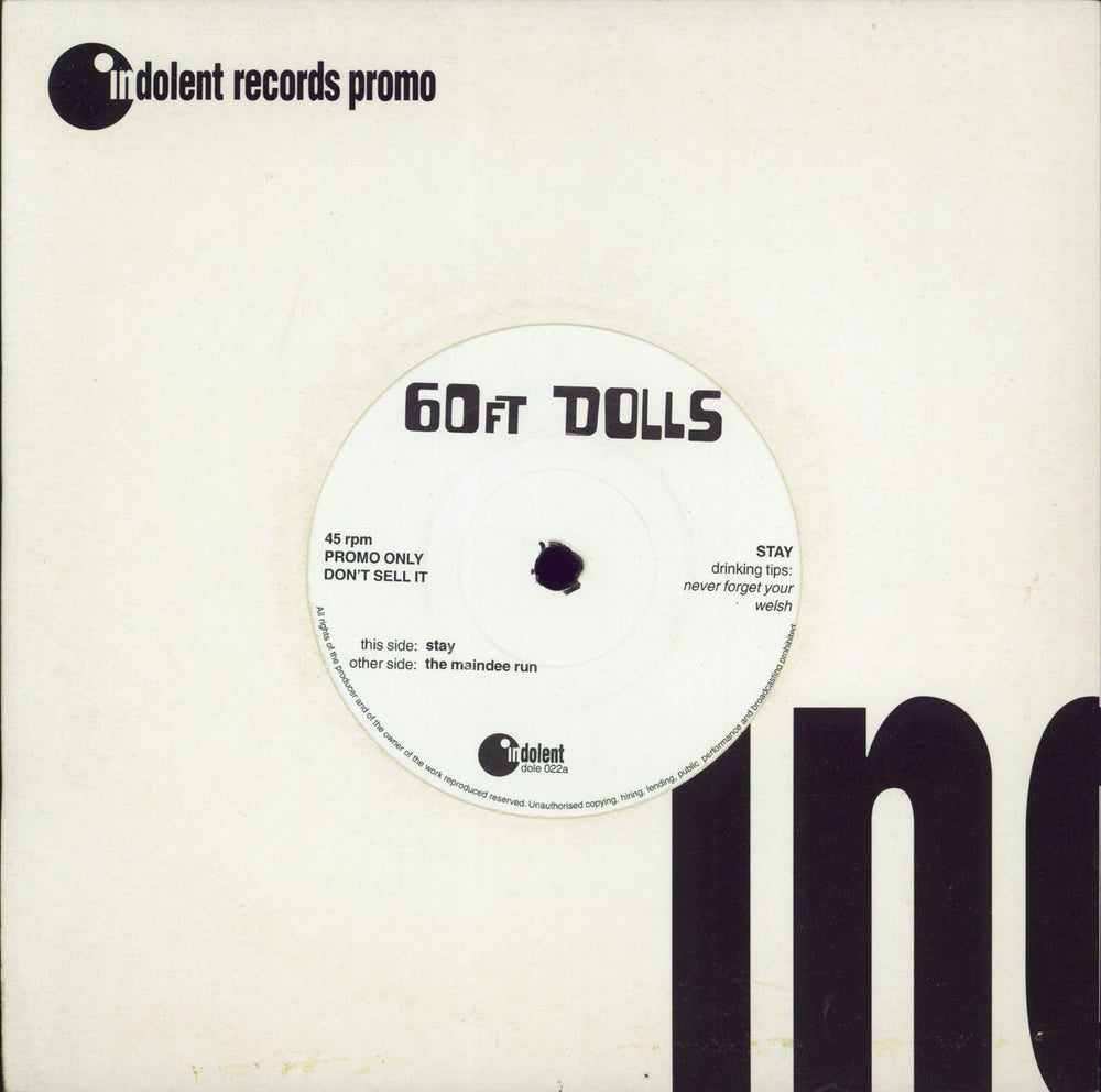 60ft Dolls Stay UK Promo 7" vinyl single (7 inch record / 45) DOLE022