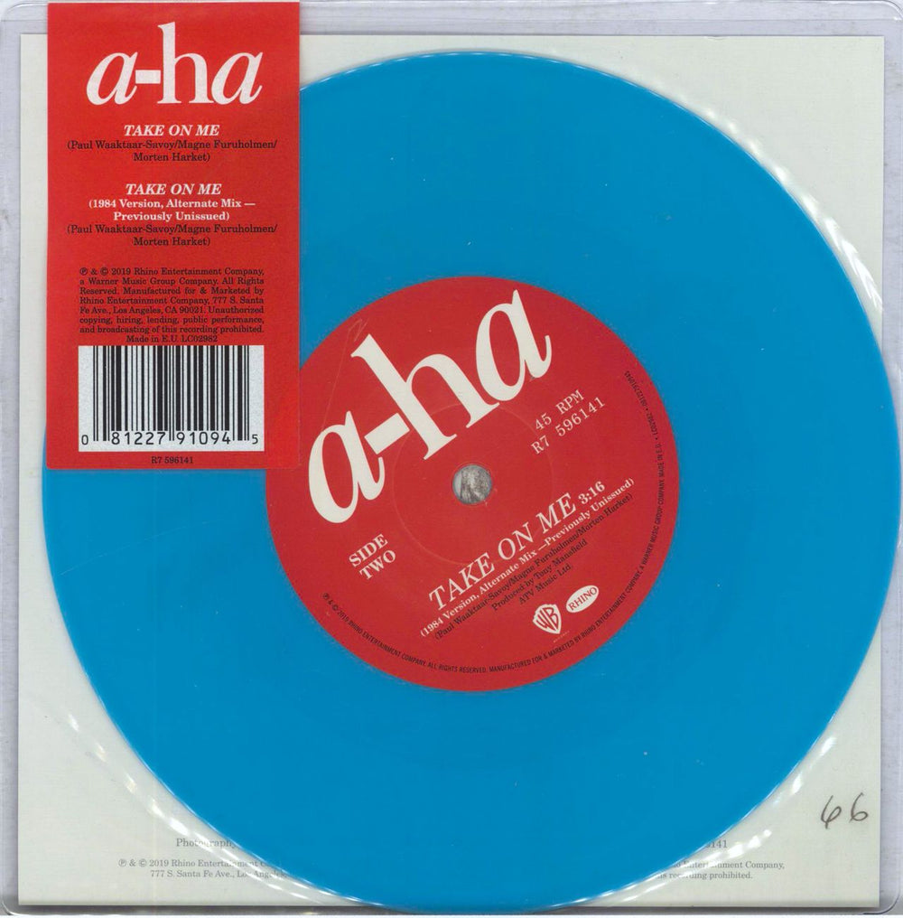 A-Ha Take On Me - Blue RSD US 7
