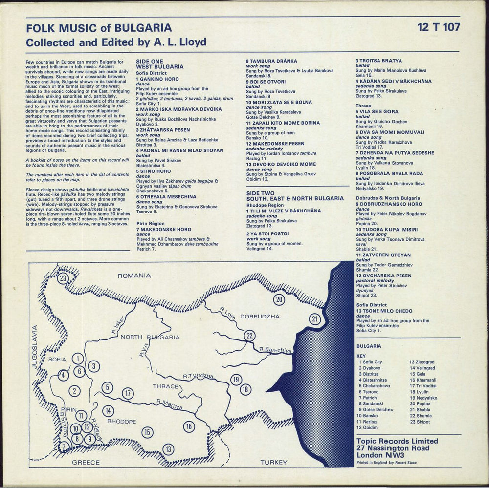 A.L. Lloyd Folk Music Of Bulgaria UK vinyl LP album (LP record)