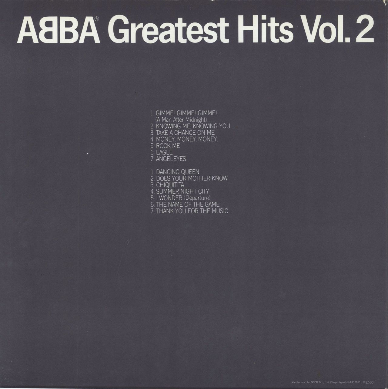 Abba Greatest Hits Vol. 2 + Obi & Flyer Japanese Vinyl LP