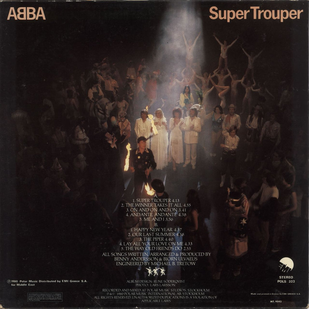 Abba Super Trouper - EMI Greek vinyl LP album (LP record)