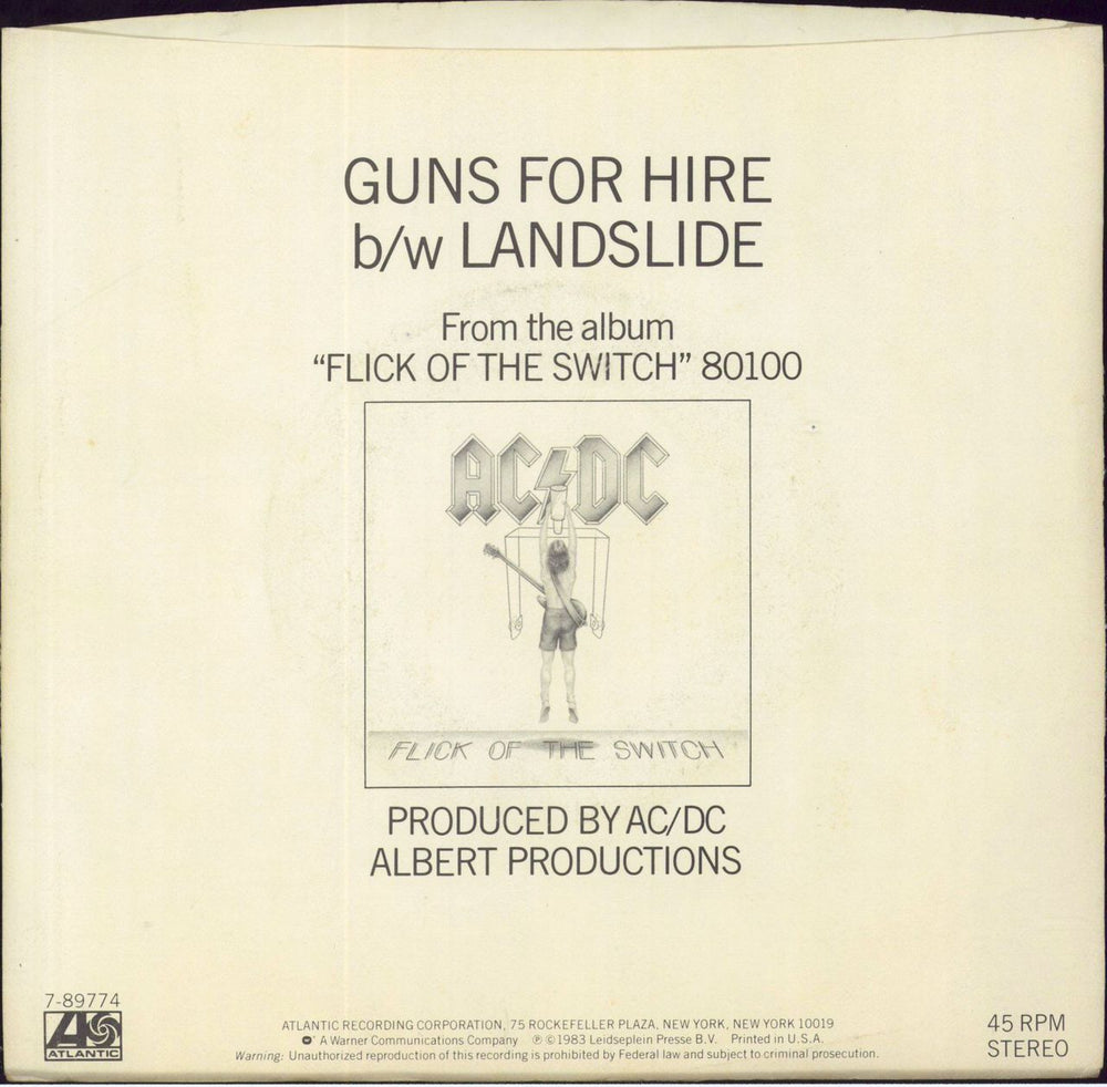 AC/DC Guns For Hire US 7" vinyl single (7 inch record / 45)