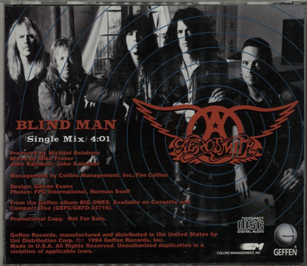 Aerosmith Blind Man US Promo CD single (CD5 / 5") AERC5BL45585