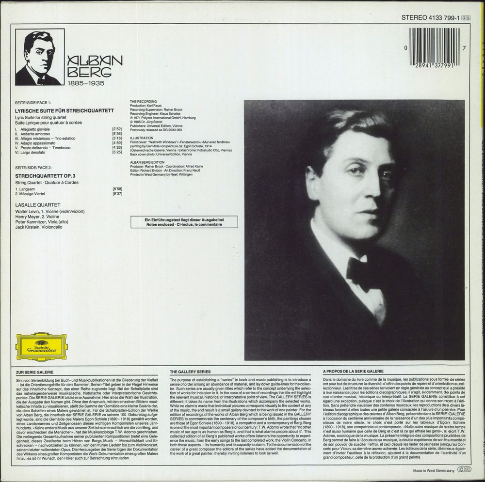 Alban Berg String Quartet / Lyric Suite German vinyl LP album (LP record) 028941379917
