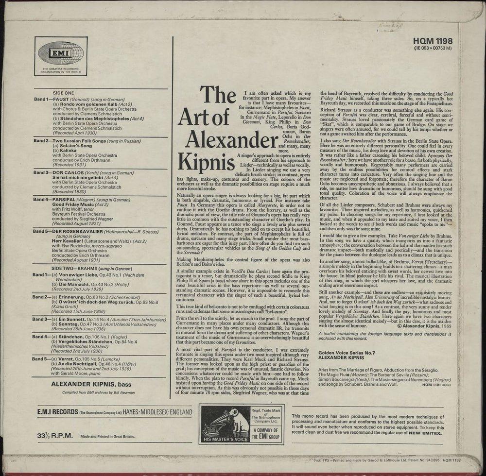 Alexander Kipnis The Art Of Alexander Kipnis UK vinyl LP album (LP record)