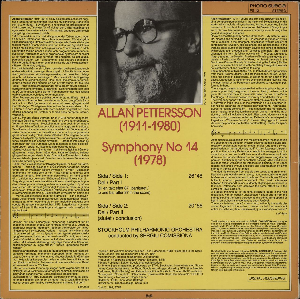 Allan Pettersson Symphony No. 14 Swedish Vinyl LP