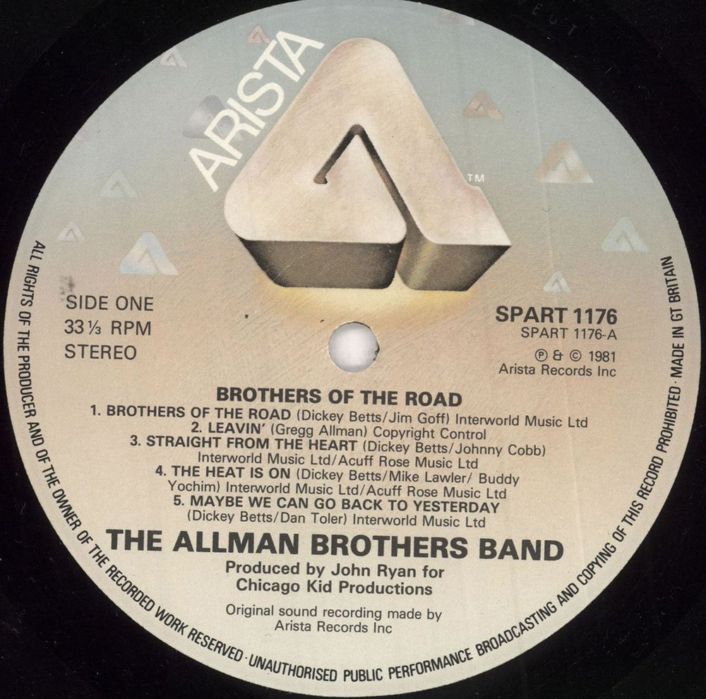 Allman Brothers Band Brothers Of The Road - Gold Stamped UK Promo vinyl LP album (LP record) ABRLPBR691704