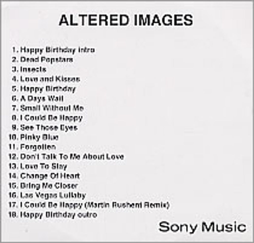 Altered Images Altered Images UK Promo CD-R acetate CDR ACETATE