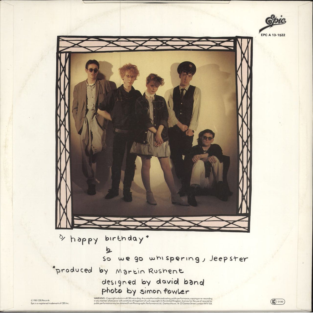 Altered Images Happy Birthday - P/s UK 12" vinyl single (12 inch record / Maxi-single)