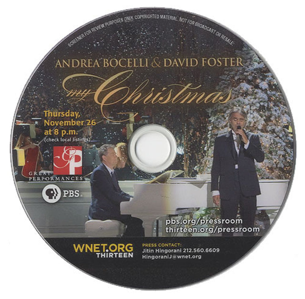 Andrea Bocelli My Christmas US Promo Promo DVD-R — RareVinyl