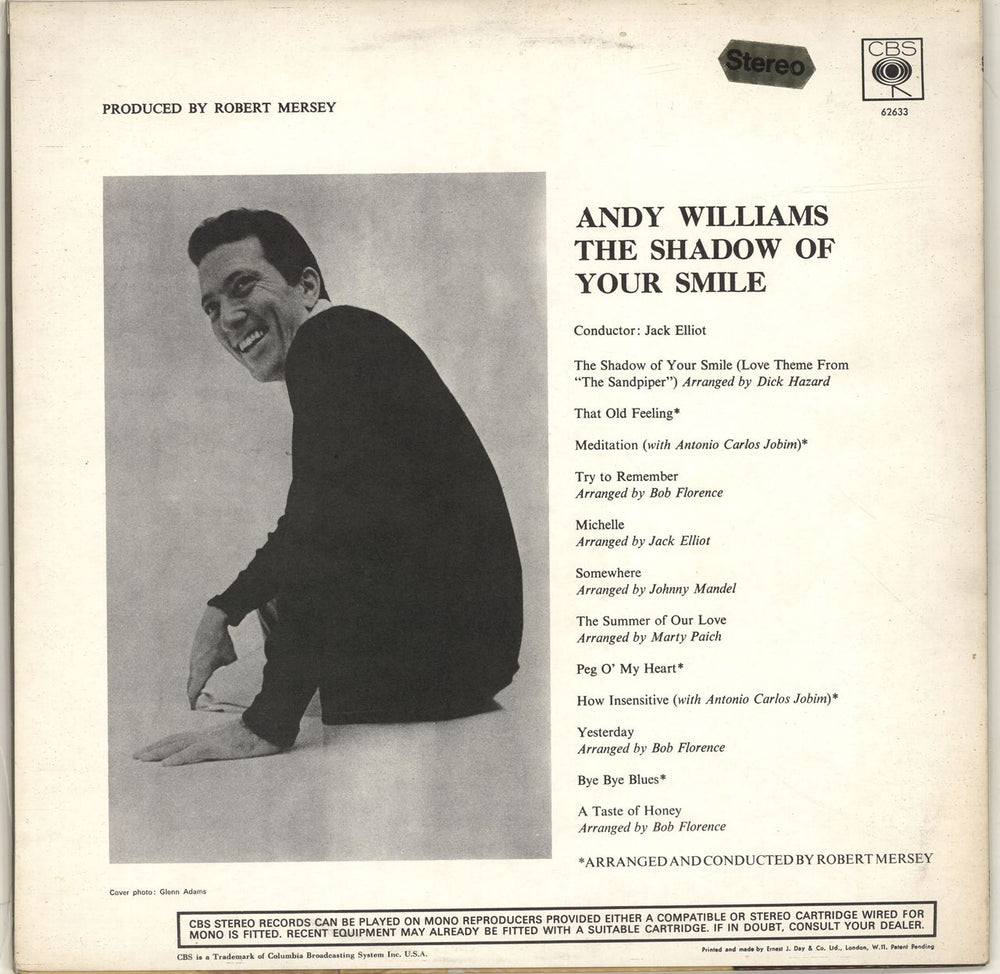 Andy Williams The Shadow Of Your Smile - 1st - Stereo UK vinyl LP album (LP record)