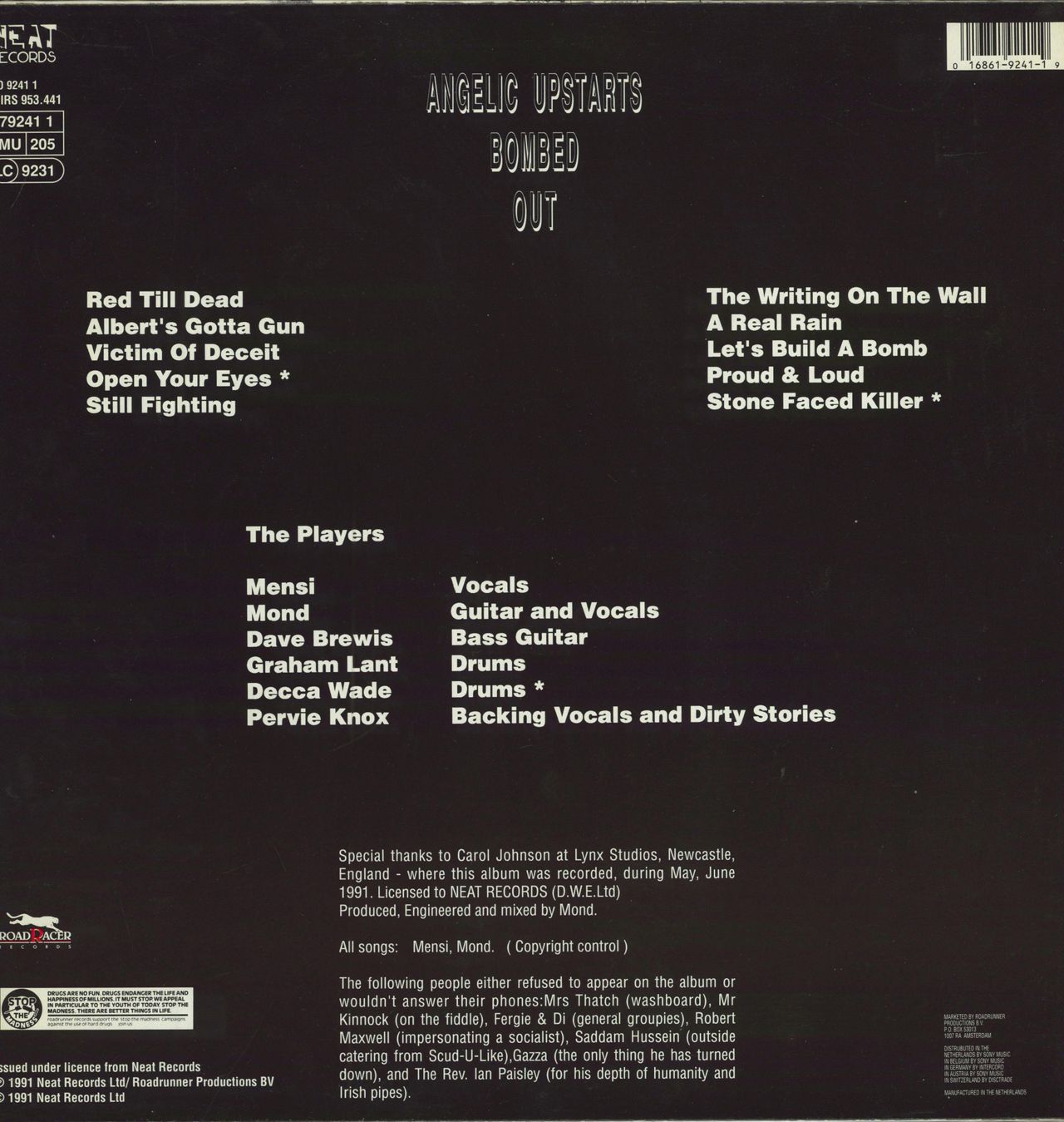Angelic Upstarts Bombed Out Dutch vinyl LP album (LP record) 016861924119