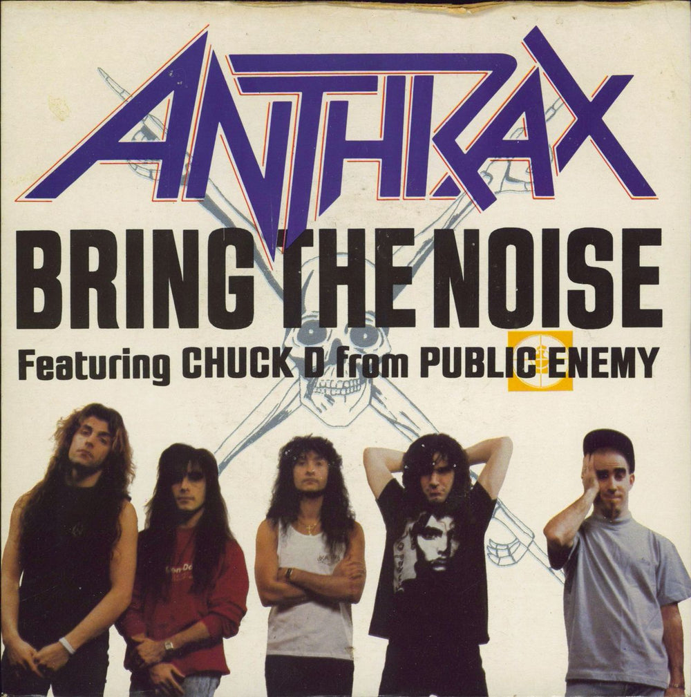 Anthrax Bring The Noise - Etched UK 7" vinyl single (7 inch record / 45) IS490