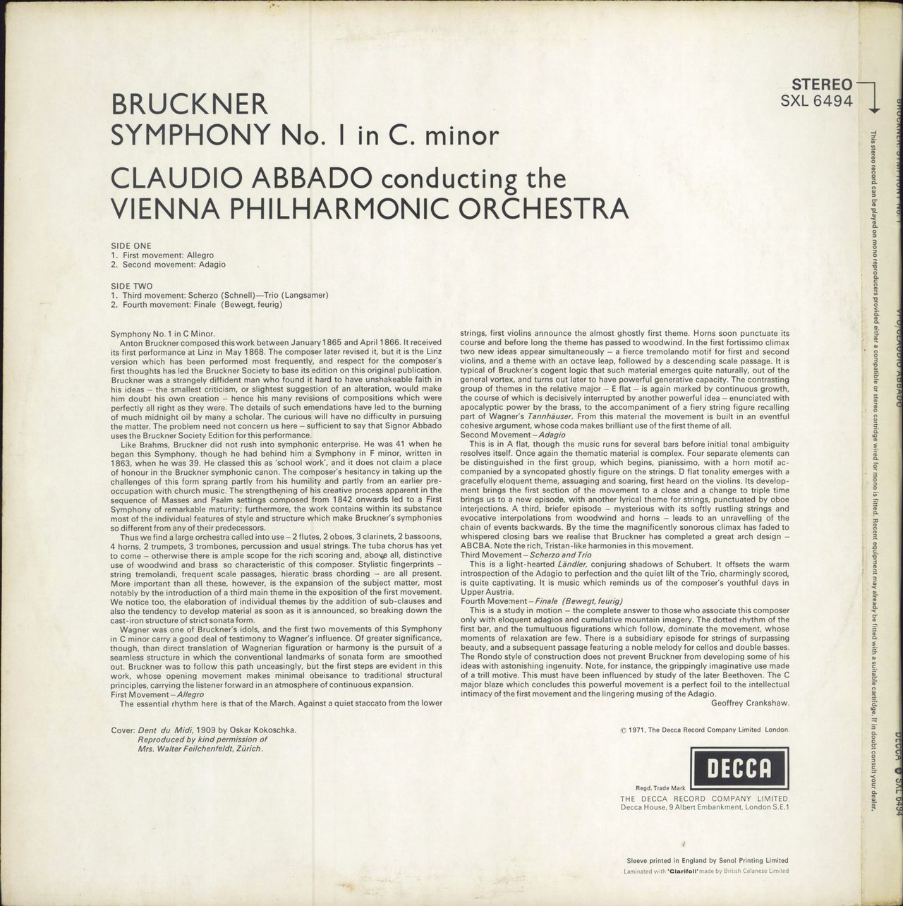 Anton Bruckner Symphony No.1 In C Minor UK vinyl LP album (LP record)