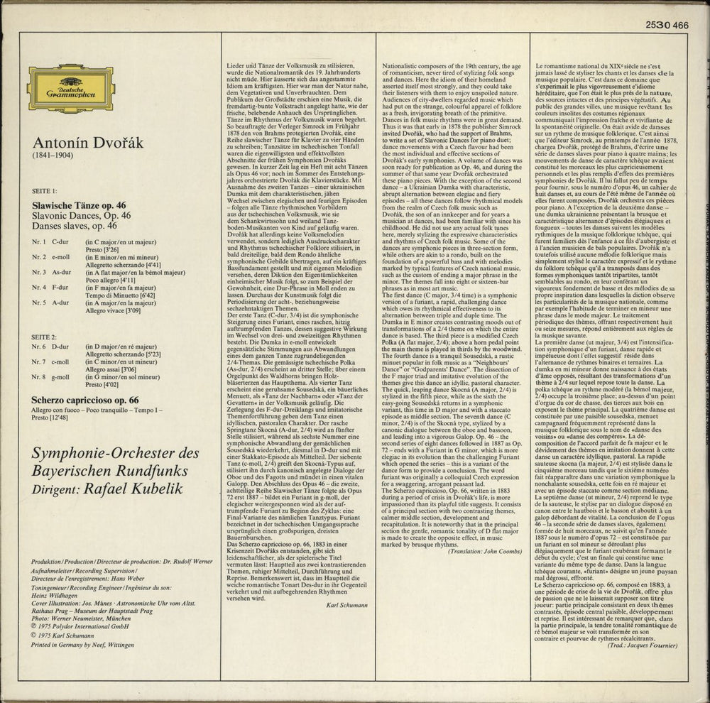 Antonín Dvorák Dvorák: Slawische Tänze, Op. 46 • Slavonic Dances, Op. 46 • Scherzo Capriccioso UK vinyl LP album (LP record)